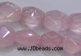 CRQ275 12*15mm – 15*19mm faceted nuggets rose quartz beads