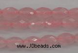 CRQ350 15.5 inches 6*9mm faceted rice rose quartz beads