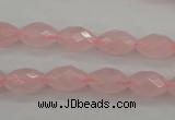 CRQ351 15.5 inches 8*12mm faceted rice rose quartz beads