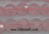 CRQ361 15.5 inches 10mm faceted coin rose quartz beads wholesale