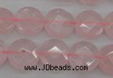 CRQ362 15.5 inches 15mm faceted coin rose quartz beads wholesale