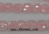 CRQ366 15.5 inches 10*10mm faceted square rose quartz beads