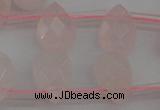 CRQ378 15.5 inches 8*12mm faceted briolette rose quartz beads