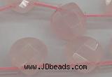 CRQ379 15.5 inches 10*10mm faceted briolette rose quartz beads