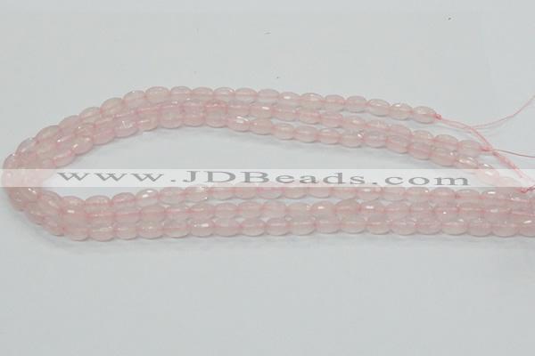 CRQ39 15.5 inches 6*10mm faceted rice natural rose quartz beads