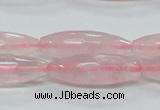 CRQ40 15.5 inches 10*30mm faceted rice natural rose quartz beads