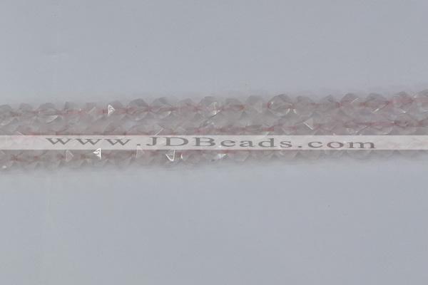 CRQ401 15.5 inches 6mm faceted nuggets rose quartz beads