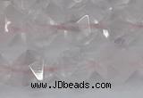 CRQ403 15.5 inches 10mm faceted nuggets rose quartz beads