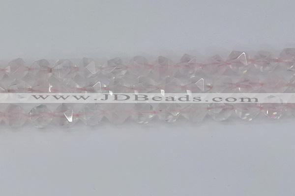 CRQ404 15.5 inches 12mm faceted nuggets rose quartz beads