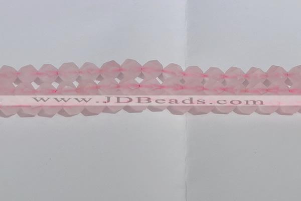 CRQ408 15.5 inches 10mm faceted nuggets matte rose quartz beads