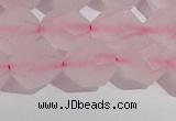 CRQ409 15.5 inches 12mm faceted nuggets matte rose quartz beads