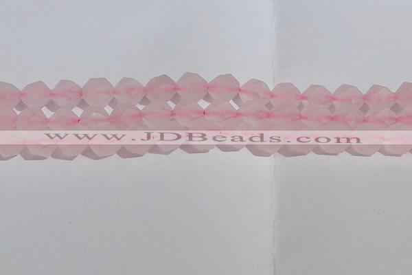 CRQ409 15.5 inches 12mm faceted nuggets matte rose quartz beads