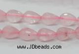 CRQ42 15.5 inches 8*12mm faceted teardrop natural rose quartz beads