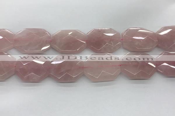 CRQ429 30*35mm - 35*45mm faceted octagonal rose quartz beads