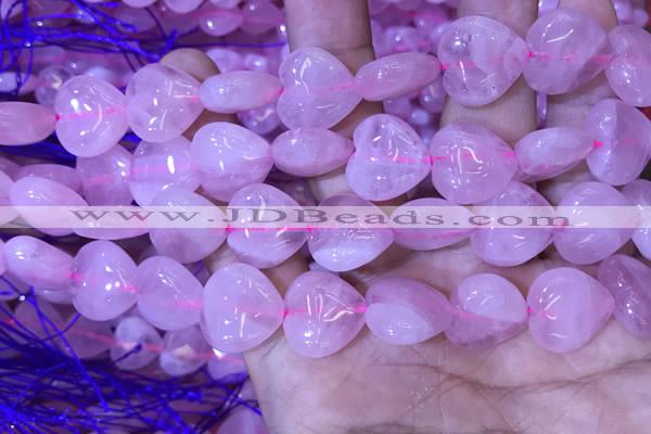 CRQ432 15.5 inches 15*16mm heart rose quartz beads wholesale