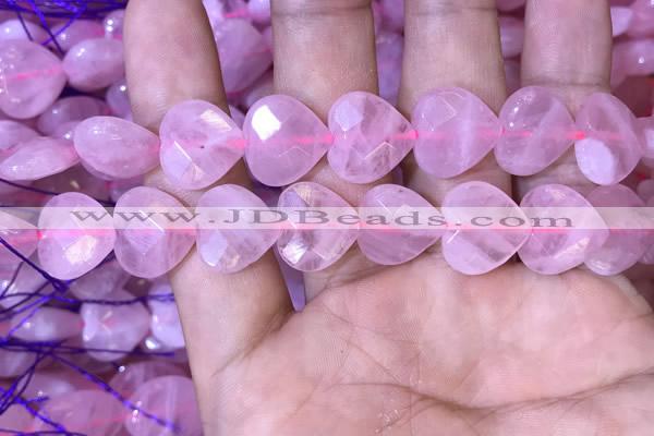 CRQ434 15.5 inches 14*14mm faceted heart rose quartz beads wholesale