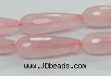 CRQ45 15.5 inches 10*30mm faceted teardrop natural rose quartz beads