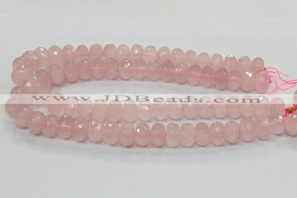 CRQ50 15.5 inches 10*16mm faceted rondelle natural rose quartz beads