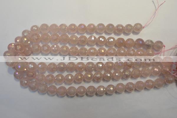 CRQ514 15.5 inches 12mm faceted round AB-color rose quartz beads