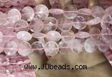 CRQ553 15.5 inches 14mm faceted coin rose quartz beads wholesale