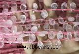 CRQ559 Top drilled 8*12mm faceted briolette rose quartz beads