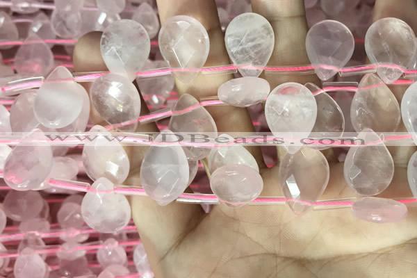 CRQ563 Top drilled 13*18mm faceted briolette rose quartz beads