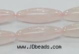 CRQ58 15.5 inches rice 10*30mm natural rose quartz beads wholesale