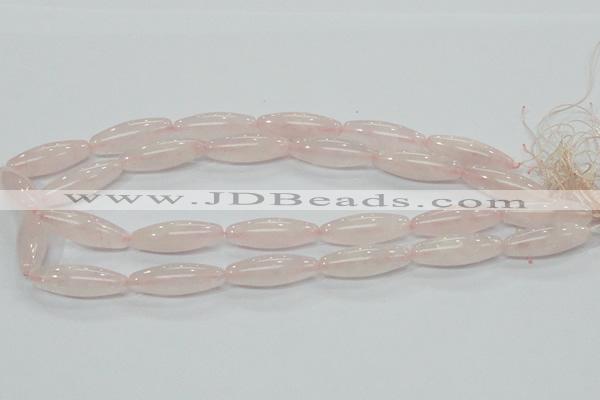 CRQ58 15.5 inches rice 10*30mm natural rose quartz beads wholesale