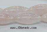 CRQ59 15.5 inches 12*30mm rice natural rose quartz beads wholesale