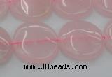 CRQ603 15.5 inches 18mm flat round rose quartz beads wholesale