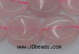 CRQ604 15.5 inches 20mm flat round rose quartz beads wholesale