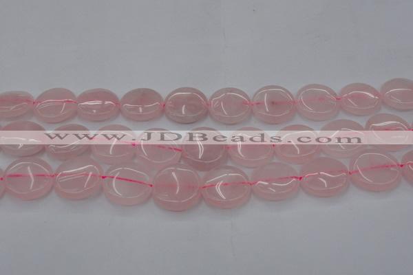 CRQ604 15.5 inches 20mm flat round rose quartz beads wholesale