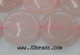 CRQ605 15.5 inches 25mm flat round rose quartz beads wholesale