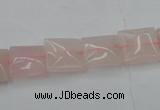 CRQ622 15.5 inches 12*12mm square rose quartz beads wholesale