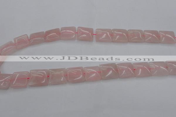 CRQ624 15.5 inches 16*16mm square rose quartz beads wholesale