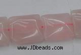 CRQ625 15.5 inches 18*18mm square rose quartz beads wholesale