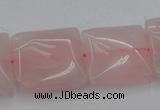 CRQ626 15.5 inches 20*20mm square rose quartz beads wholesale