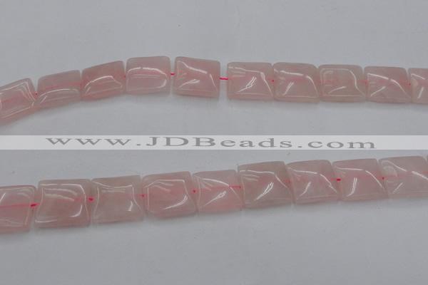 CRQ626 15.5 inches 20*20mm square rose quartz beads wholesale