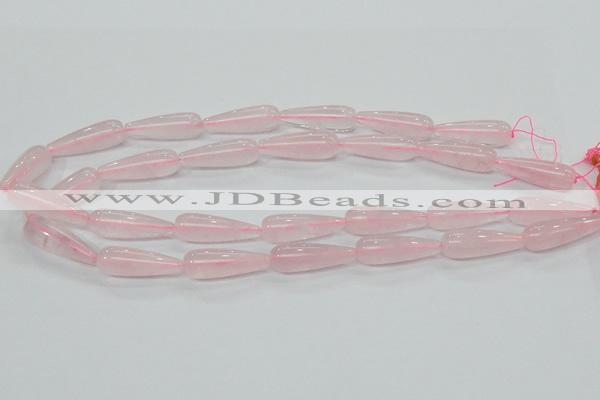 CRQ63 15.5 inches 10*30mm teardrop natural rose quartz beads wholesale