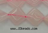 CRQ638 15.5 inches 14*14mm diamond rose quartz beads wholesale