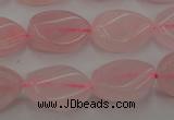 CRQ640 15.5 inches 13*18mm twisted flat teardrop rose quartz beads