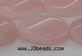 CRQ645 15.5 inches 18*25mm twisted oval rose quartz beads