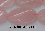 CRQ647 15.5 inches 25*35mm twisted oval rose quartz beads