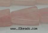 CRQ650 15.5 inches 18*25mm twisted rectangle rose quartz beads