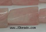 CRQ651 15.5 inches 20*30mm twisted rectangle rose quartz beads