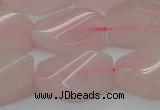 CRQ653 15.5 inches 15*20mm twisted hexagon rose quartz beads