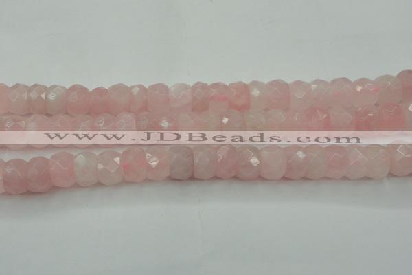 CRQ686 15.5 inches 8*14mm faceted rondelle rose quartz beads