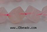 CRQ694 15.5 inches 10*10mm cube rose quartz beads wholesale