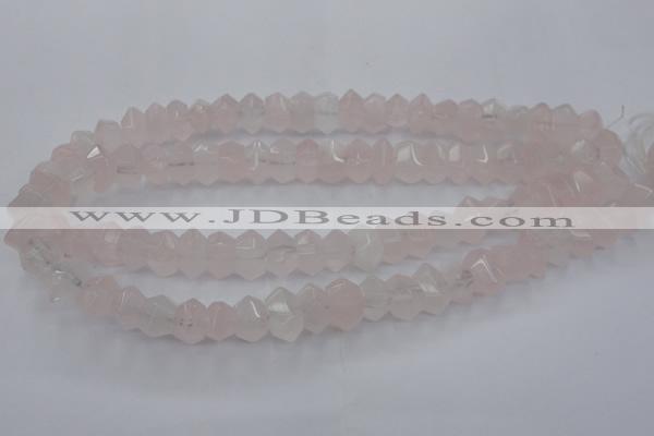 CRQ703 15.5 inches 8*12mm - 10*14mm faceted nuggets rose quartz beads