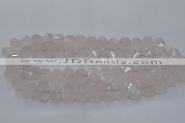 CRQ704 15.5 inches 13*18mm - 15*20mm faceted nuggets rose quartz beads